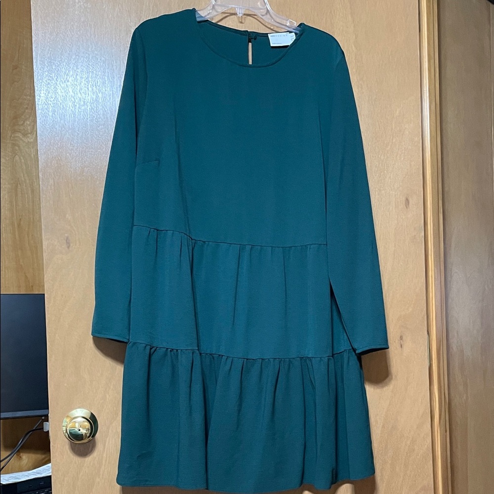 ASOS Curve Teal Long Sleeve Dress